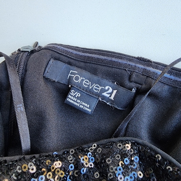 Forever 21 Dress Black Strapless Sequins  Hi Low Women Party Shiffon Size Small - Picture 15 of 15